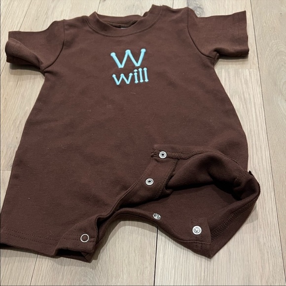 Monogrammed W Will Baby Boys Romper Shorts One Piece Jon Jon Shortall 6-12 month - Picture 5 of 10